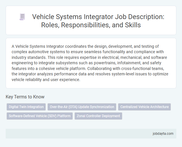 Vehicle Systems Integrator Job Description: Roles, Responsibilities, and Skills