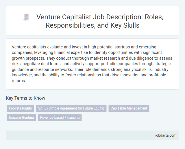 Venture Capitalist Job Description: Roles, Responsibilities, and Key Skills