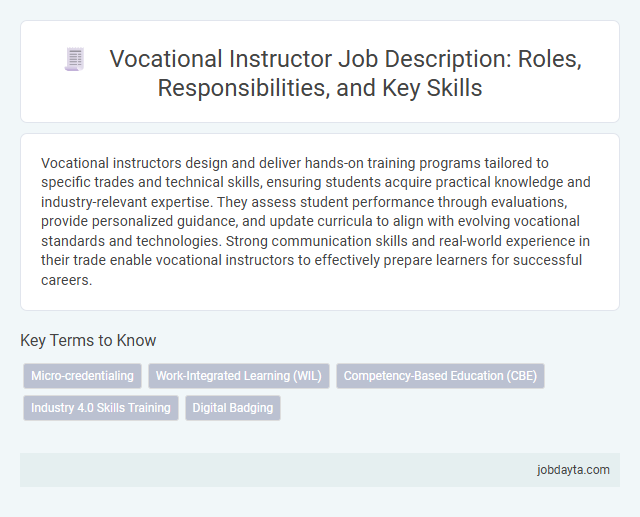 Vocational Instructor Job Description: Roles, Responsibilities, and Key Skills