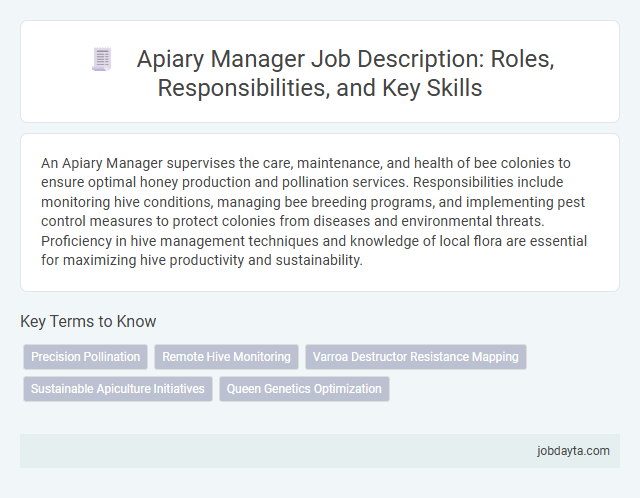 Apiary Manager Job Description: Roles, Responsibilities, and Key Skills