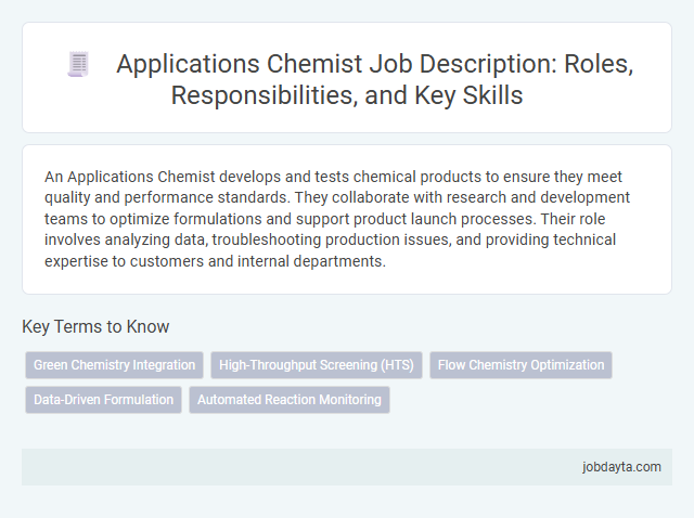 Applications Chemist Job Description: Roles, Responsibilities, and Key Skills