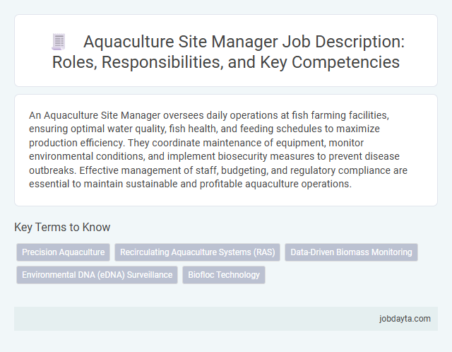 Aquaculture Site Manager Job Description: Roles, Responsibilities, and Key Competencies