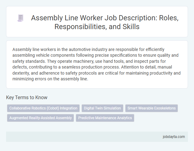 Assembly Line Worker Job Description: Roles, Responsibilities, and Skills