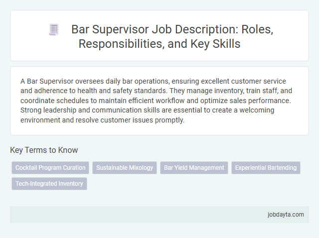 Bar Supervisor Job Description: Roles, Responsibilities, and Key Skills