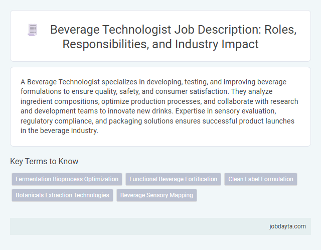 Beverage Technologist Job Description: Roles, Responsibilities, and Industry Impact