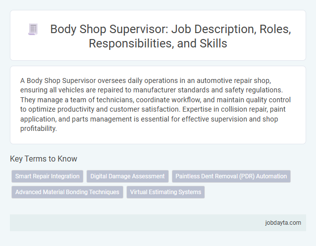 Body Shop Supervisor: Job Description, Roles, Responsibilities, and Skills