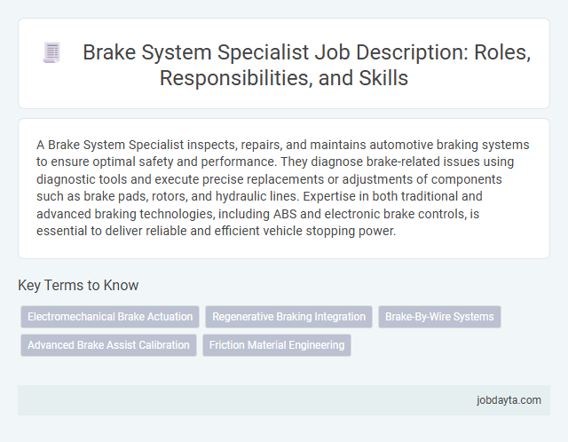 Brake System Specialist Job Description: Roles, Responsibilities, and Skills