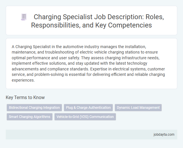 Charging Specialist Job Description: Roles, Responsibilities, and Key Competencies