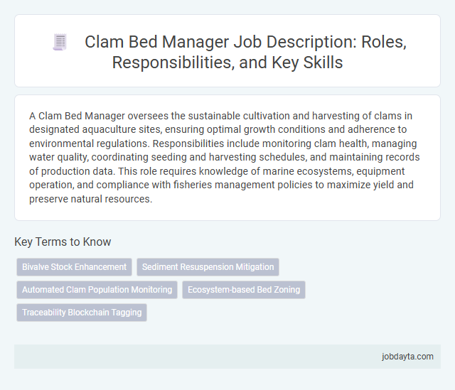 Clam Bed Manager Job Description: Roles, Responsibilities, and Key Skills