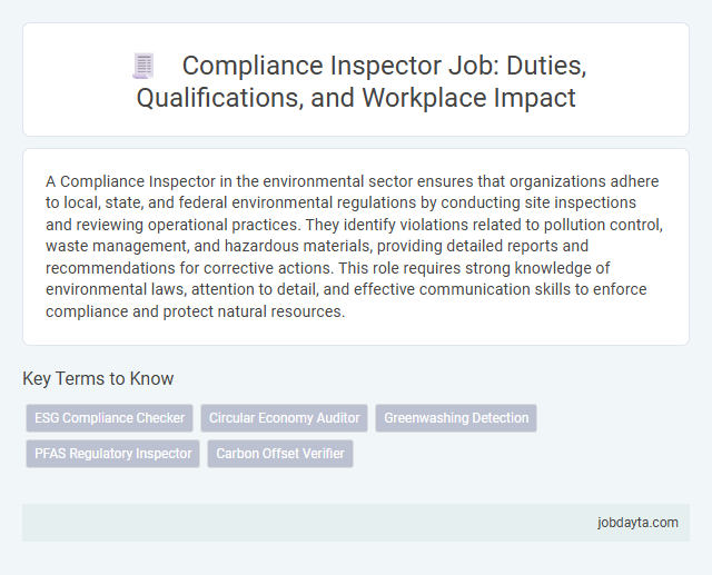 Compliance Inspector Job: Duties, Qualifications, and Workplace Impact