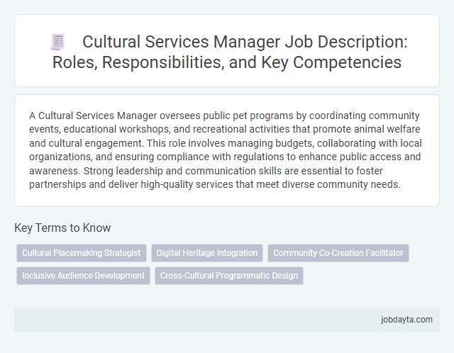Cultural Services Manager Job Description: Roles, Responsibilities, and Key Competencies