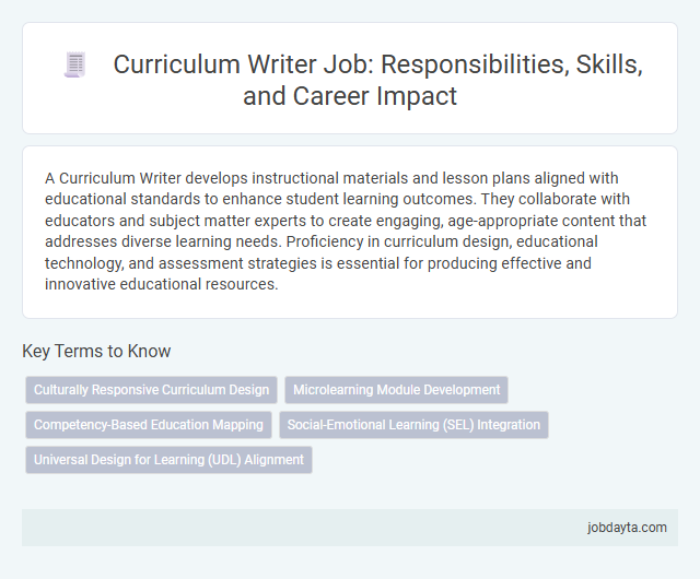 Curriculum Writer Job: Responsibilities, Skills, and Career Impact