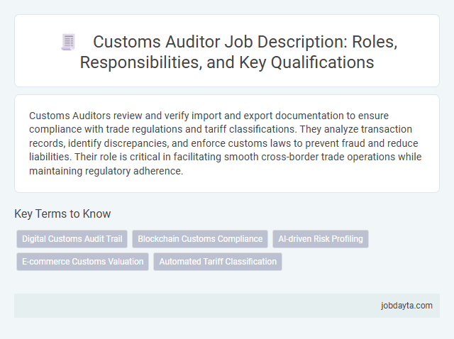 Customs Auditor Job Description: Roles, Responsibilities, and Key Qualifications