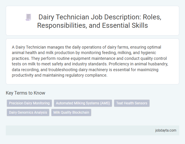 Dairy Technician Job Description: Roles, Responsibilities, and Essential Skills