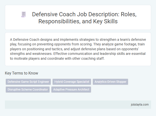 Defensive Coach Job Description: Roles, Responsibilities, and Key Skills