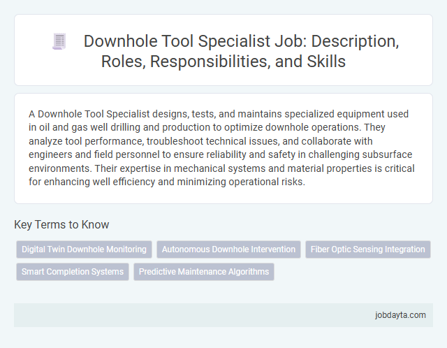 Downhole Tool Specialist Job: Description, Roles, Responsibilities, and Skills