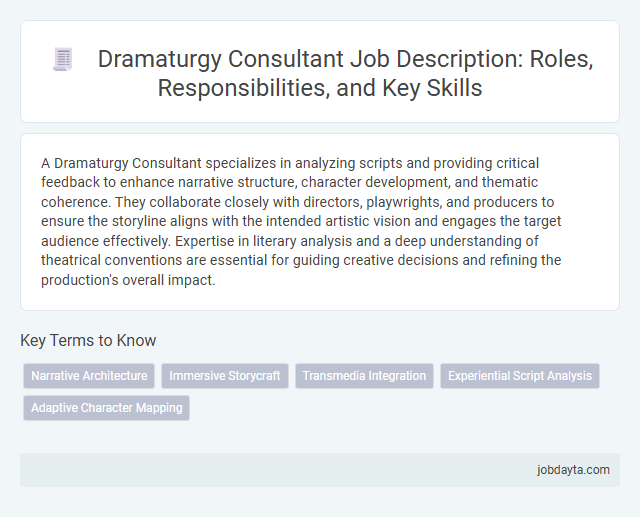 Dramaturgy Consultant Job Description: Roles, Responsibilities, and Key Skills