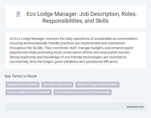 Eco Lodge Manager: Job Description, Roles, Responsibilities, and Skills