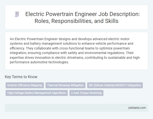 Electric Powertrain Engineer Job Description: Roles, Responsibilities, and Skills