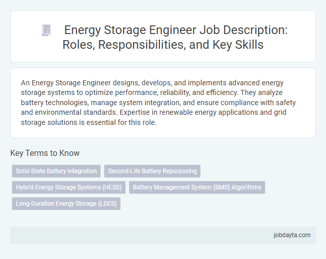 Energy Storage Engineer Job Description: Roles, Responsibilities, and Key Skills