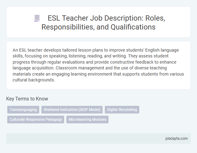 ESL Teacher Job Description: Roles, Responsibilities, and Qualifications