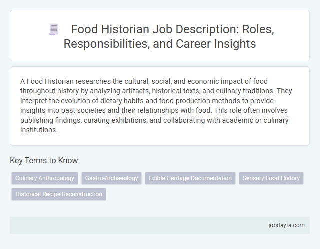 Food Historian Job Description: Roles, Responsibilities, and Career Insights