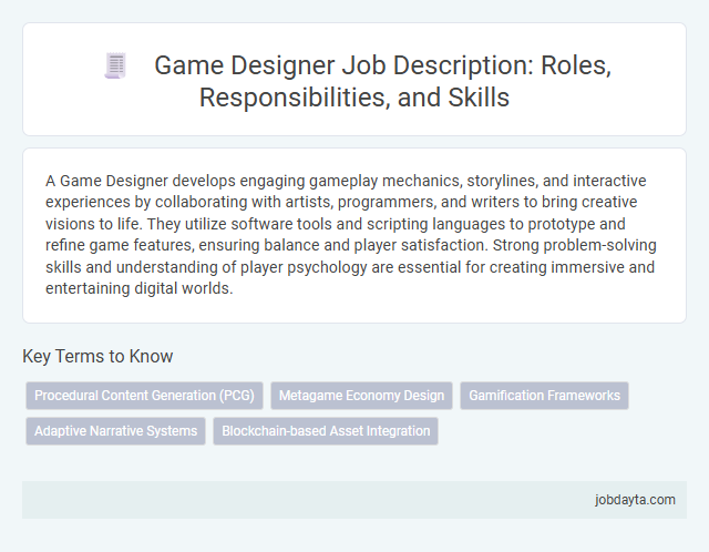 Game Designer Job Description: Roles, Responsibilities, and Skills