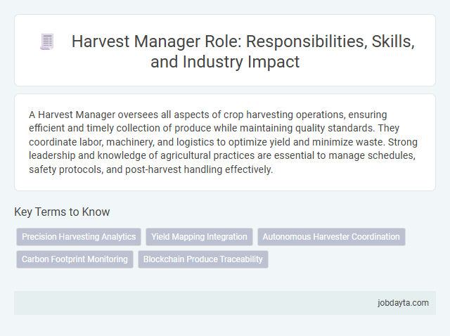 Harvest Manager Role: Responsibilities, Skills, and Industry Impact