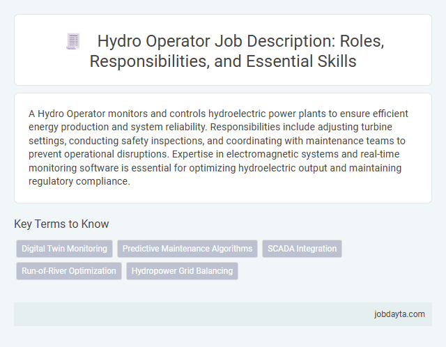 Hydro Operator Job Description: Roles, Responsibilities, and Essential Skills
