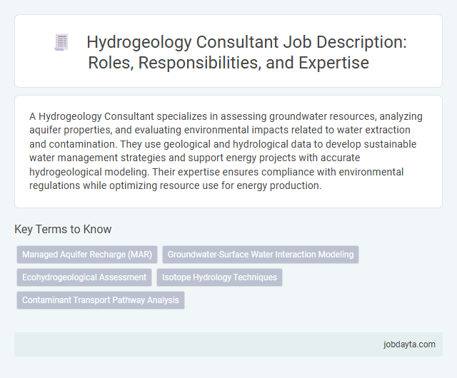 Hydrogeology Consultant Job Description: Roles, Responsibilities, and Expertise