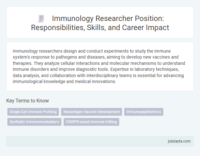Immunology Researcher Position: Responsibilities, Skills, and Career Impact