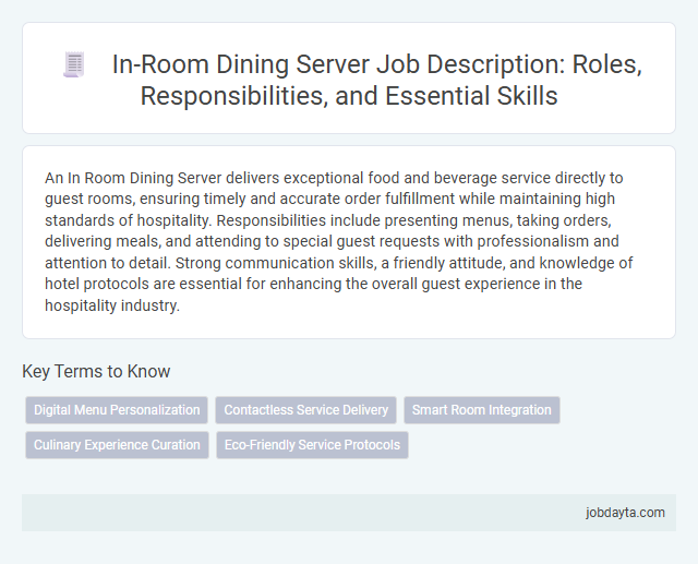 In-Room Dining Server Job Description: Roles, Responsibilities, and Essential Skills