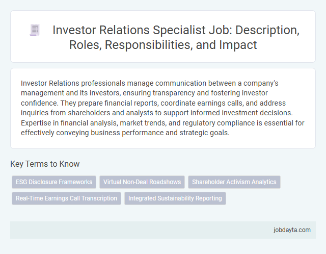 Investor Relations Specialist Job: Description, Roles, Responsibilities, and Impact