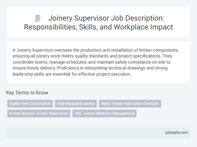 Joinery Supervisor Job Description: Responsibilities, Skills, and Workplace Impact