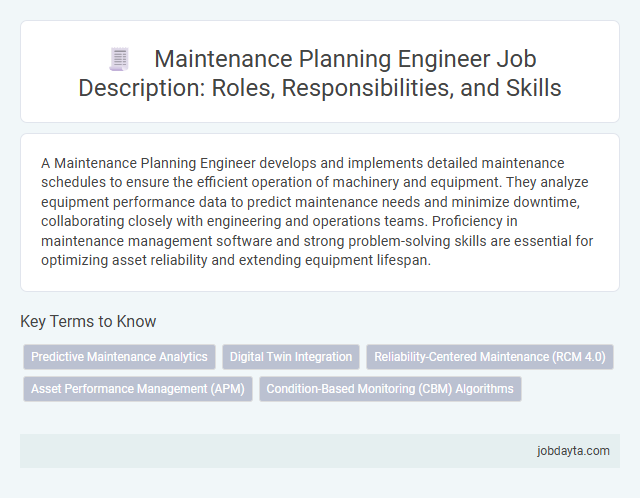 Maintenance Planning Engineer Job Description: Roles, Responsibilities, and Skills