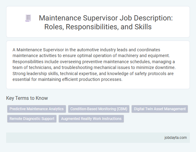 Maintenance Supervisor Job Description: Roles, Responsibilities, and Skills