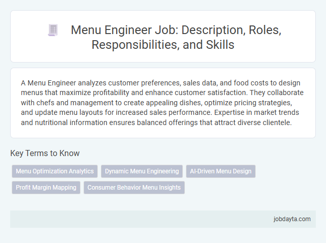 Menu Engineer Job: Description, Roles, Responsibilities, and Skills