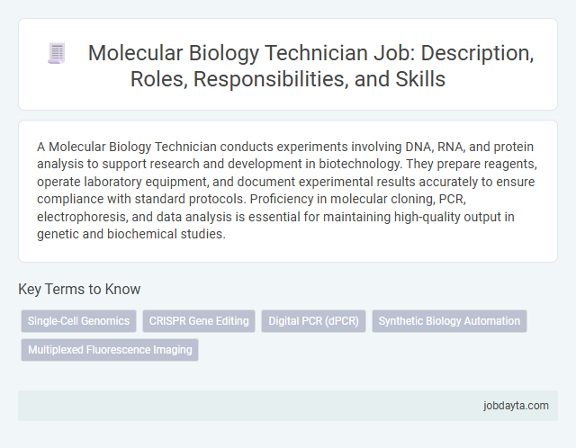 Molecular Biology Technician Job: Description, Roles, Responsibilities, and Skills