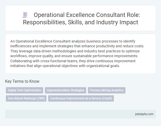 Operational Excellence Consultant Role: Responsibilities, Skills, and Industry Impact