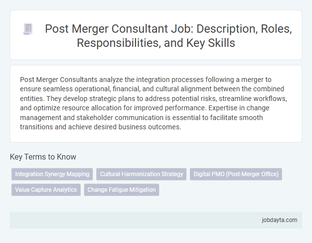 Post Merger Consultant Job: Description, Roles, Responsibilities, and Key Skills