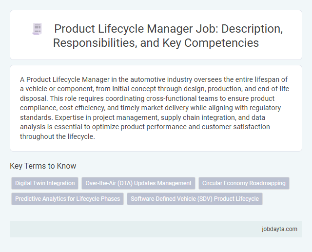 Product Lifecycle Manager Job: Description, Responsibilities, and Key Competencies