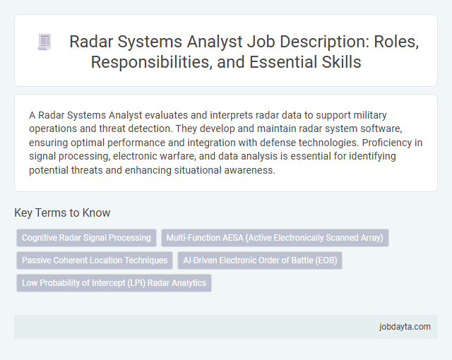 Radar Systems Analyst Job Description: Roles, Responsibilities, and Essential Skills