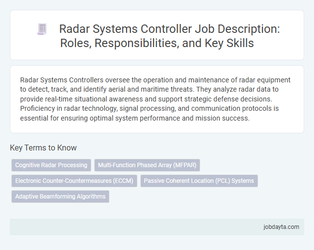 Radar Systems Controller Job Description: Roles, Responsibilities, and Key Skills