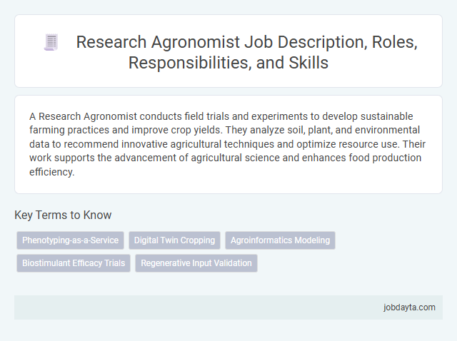 Research Agronomist Job Description, Roles, Responsibilities, and Skills