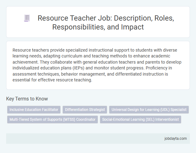Resource Teacher Job: Description, Roles, Responsibilities, and Impact