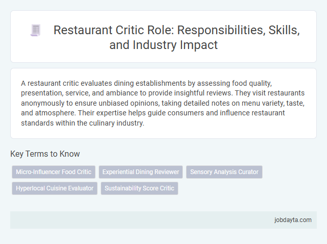 Restaurant Critic Role: Responsibilities, Skills, and Industry Impact