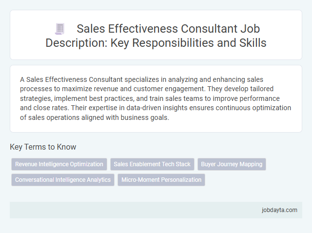 Sales Effectiveness Consultant Job Description: Key Responsibilities and Skills