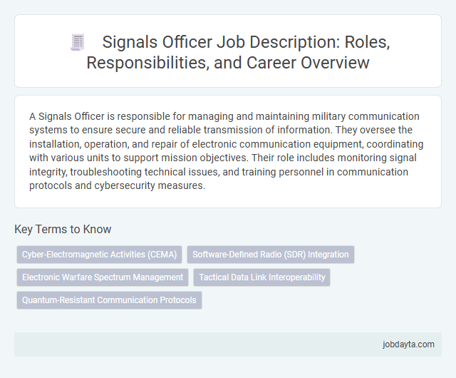 Signals Officer Job Description: Roles, Responsibilities, and Career Overview