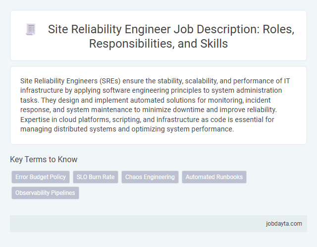 Site Reliability Engineer Job Description: Roles, Responsibilities, and Skills