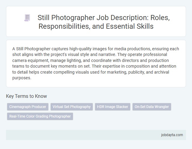 Still Photographer Job Description: Roles, Responsibilities, and Essential Skills